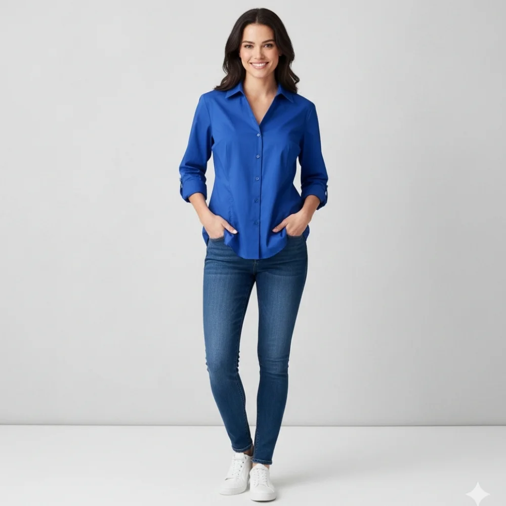 Edwards Blue Collared Button Down - Picture 1 of 8